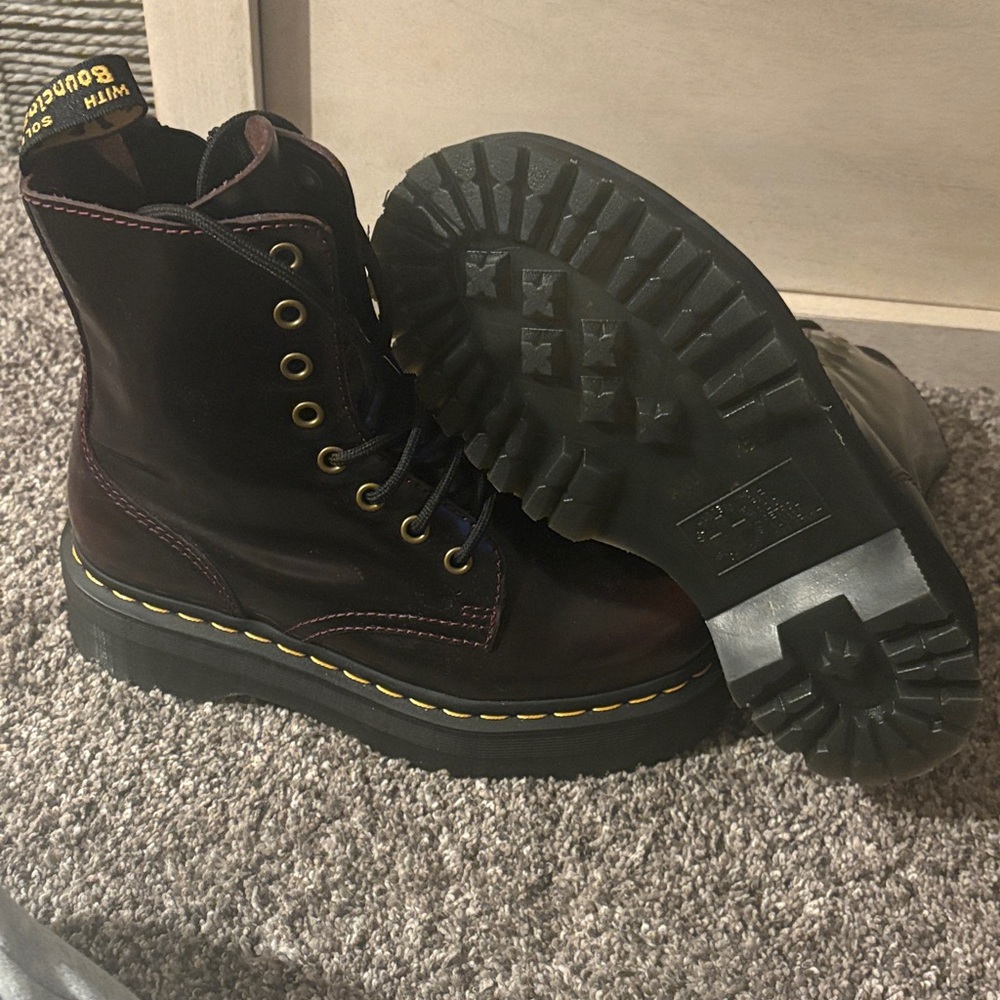 Dr. Martens Dark Cherry Combat Boots - Picture 2 of 2